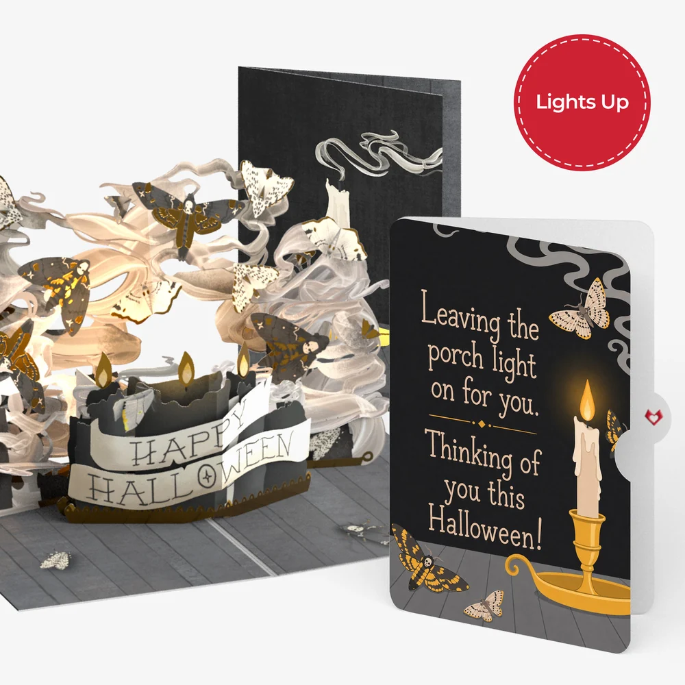 Lovepop Halloween Candlelight Light-Up Pop-Up Card and Porch Light Sentiment Set Candle