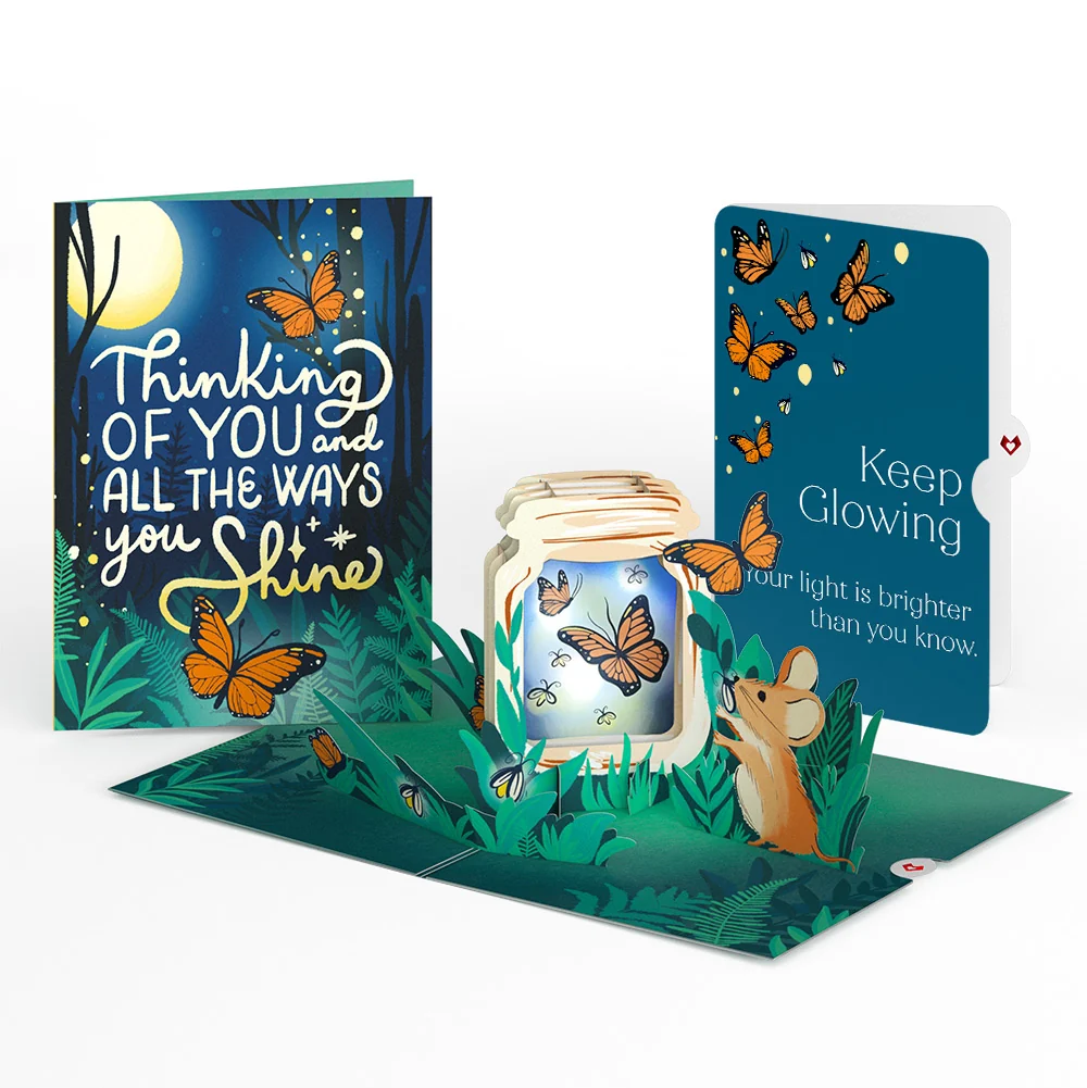 Lovepop Thinking of You Butterfly Jar Encouragement Light-Up Pop-Up Card and Keep Glowing Sentiment Set