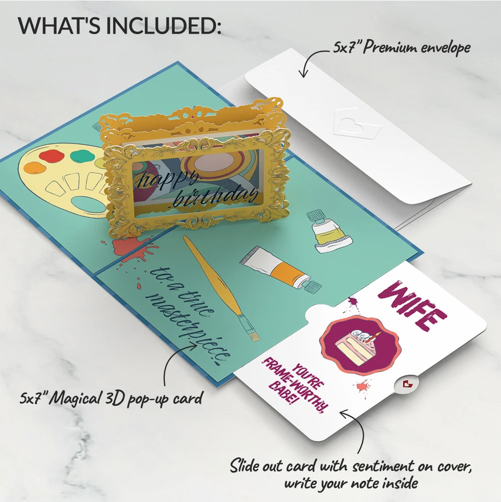 Lovepop Happy Birthday to a True Masterpiece Pop-Up Card and Sentiment Set for Wife - Image 2