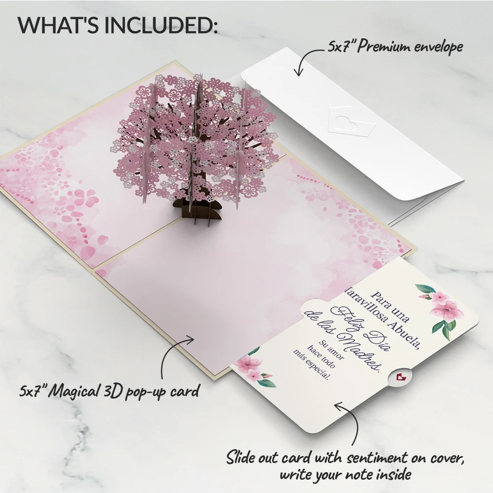 Lovepop Cherry Blossom Mother's Day Pop-Up Card and Sentiment Set for Spanish Grandmother - Image 2