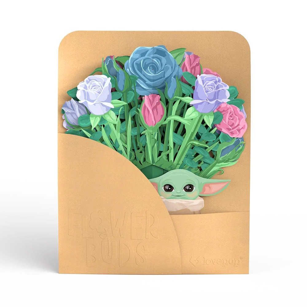 Lovepop Star Wars The Mandalorian Grogu Birthday Pop-Up Card & Flower Buds Bouquet Bundle - Image 6