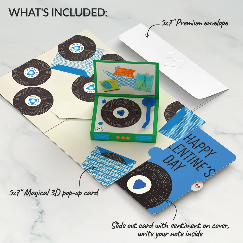 Lovepop It Had to Be You Valentine Music and Light Pop-Up Card and Our Vinyl Track Sentiment Set Cream - Image 2