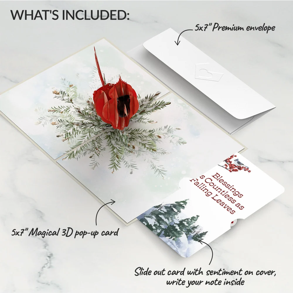 Lovepop Winter Cardinal Pop-Up Card and Countless Blessings Sentiment Set - Image 2