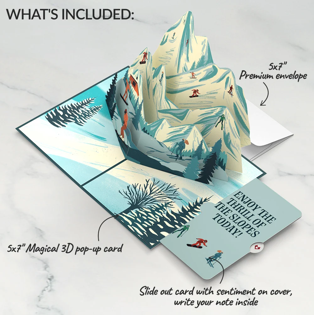 Lovepop Mountain Ski Adventure Winter Pop-Up Card and Sentiment Set Cream - Image 2