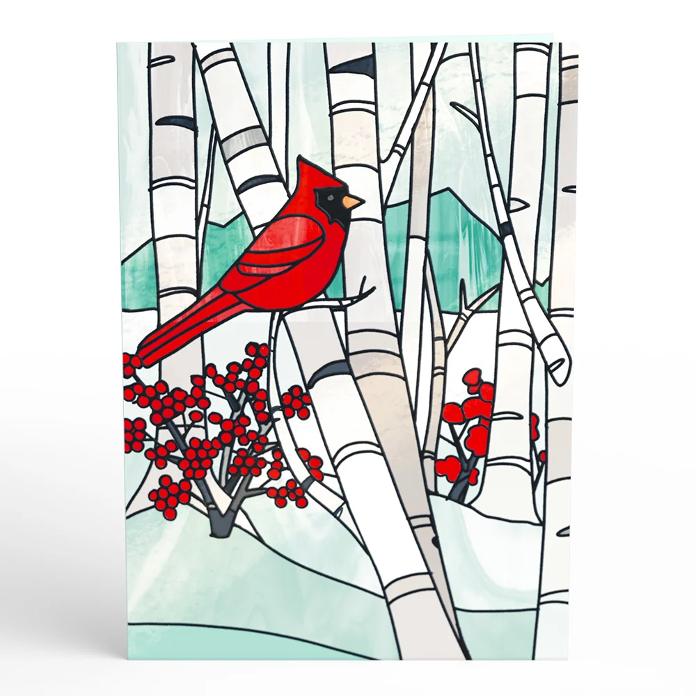 Lovepop Stained Glass Winter Cardinal Pop-Up Card - Image 4