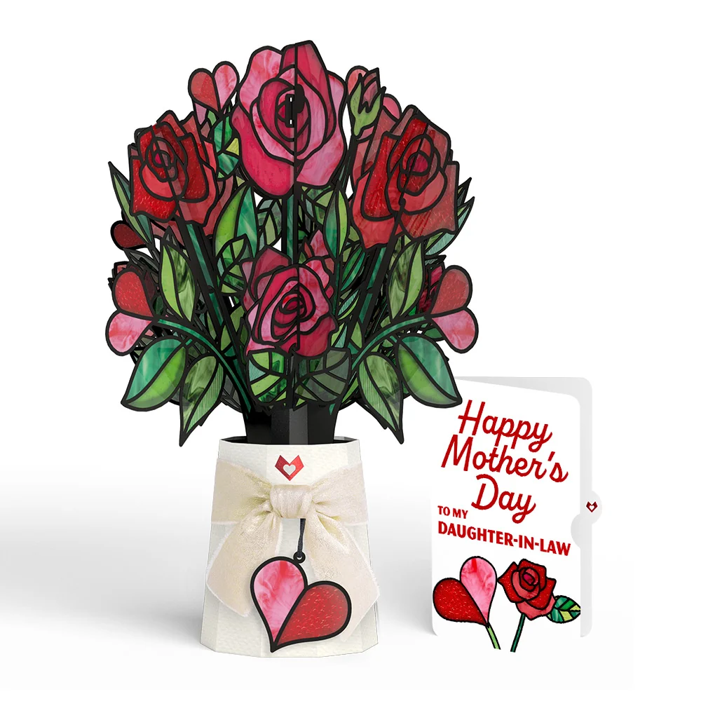 Lovepop Radiant Rose Mother’s Day Suncatcher Bouquet and Sentiment Set for Daughter-in-law Glass