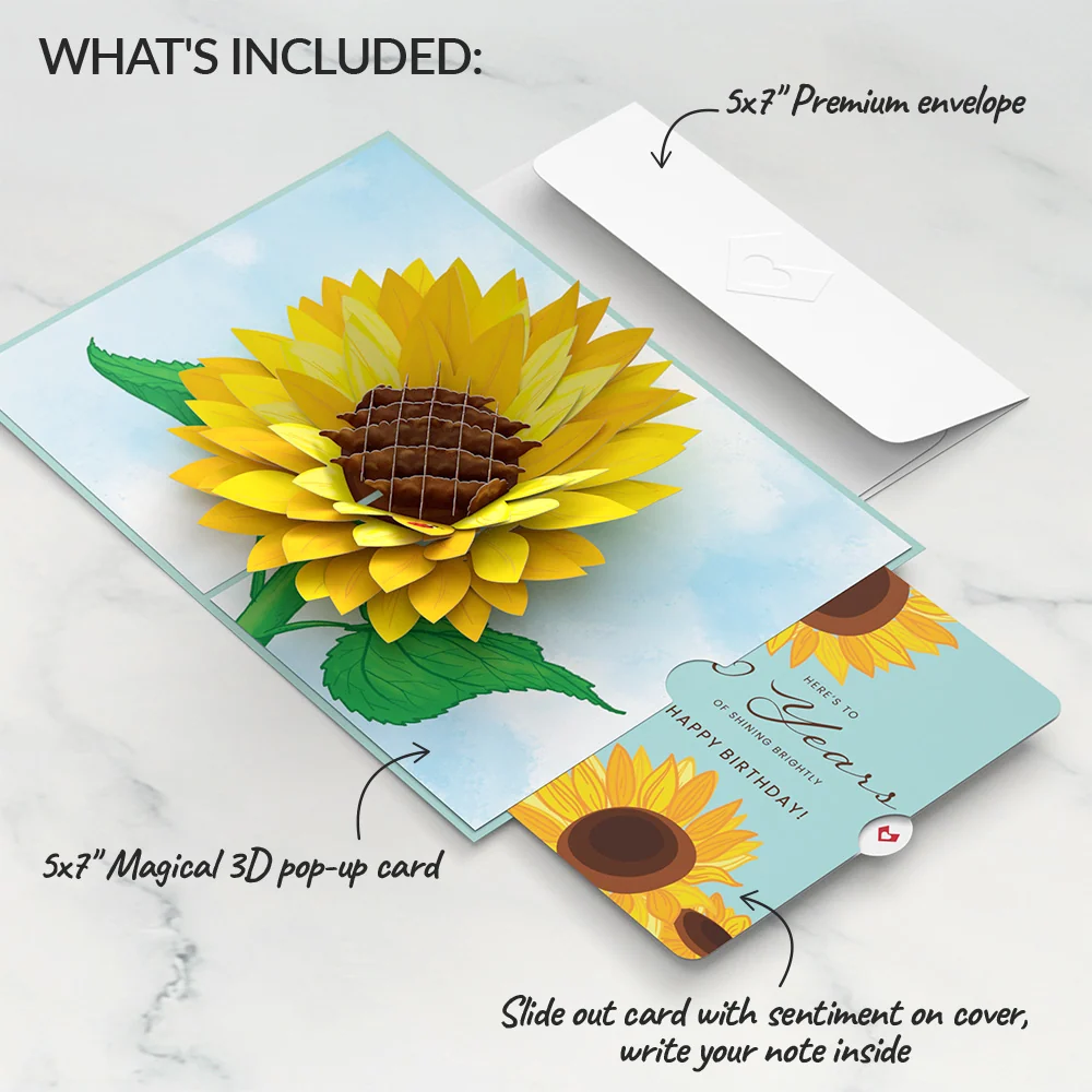 Lovepop Sunflower 60th Birthday Pop-Up Card and Sentiment Set - Image 2