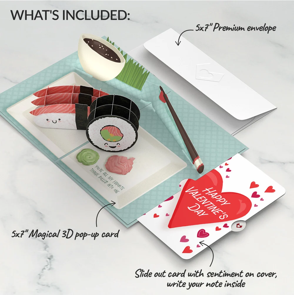Lovepop Soy Glad You're in My Life Sushi Valentine Pop-Up Card and Big Sweet Heart Sentiment Set Bottle - Image 2