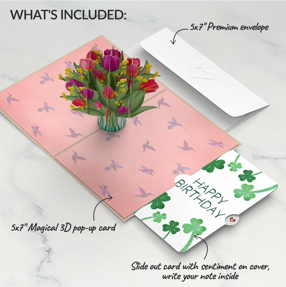 Lovepop Cheerful Tulips Birthday Pop-Up Card and Sentiment Set Vase - Image 2