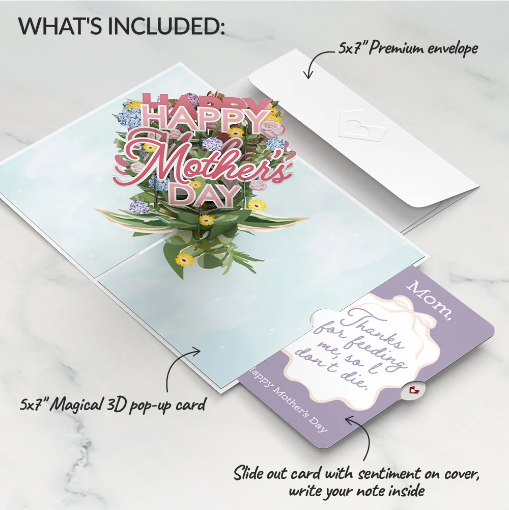 Lovepop Happy Mother's Day Hydrangeas Pop-Up Card and Sentiment Set for Mom Cream - Image 2