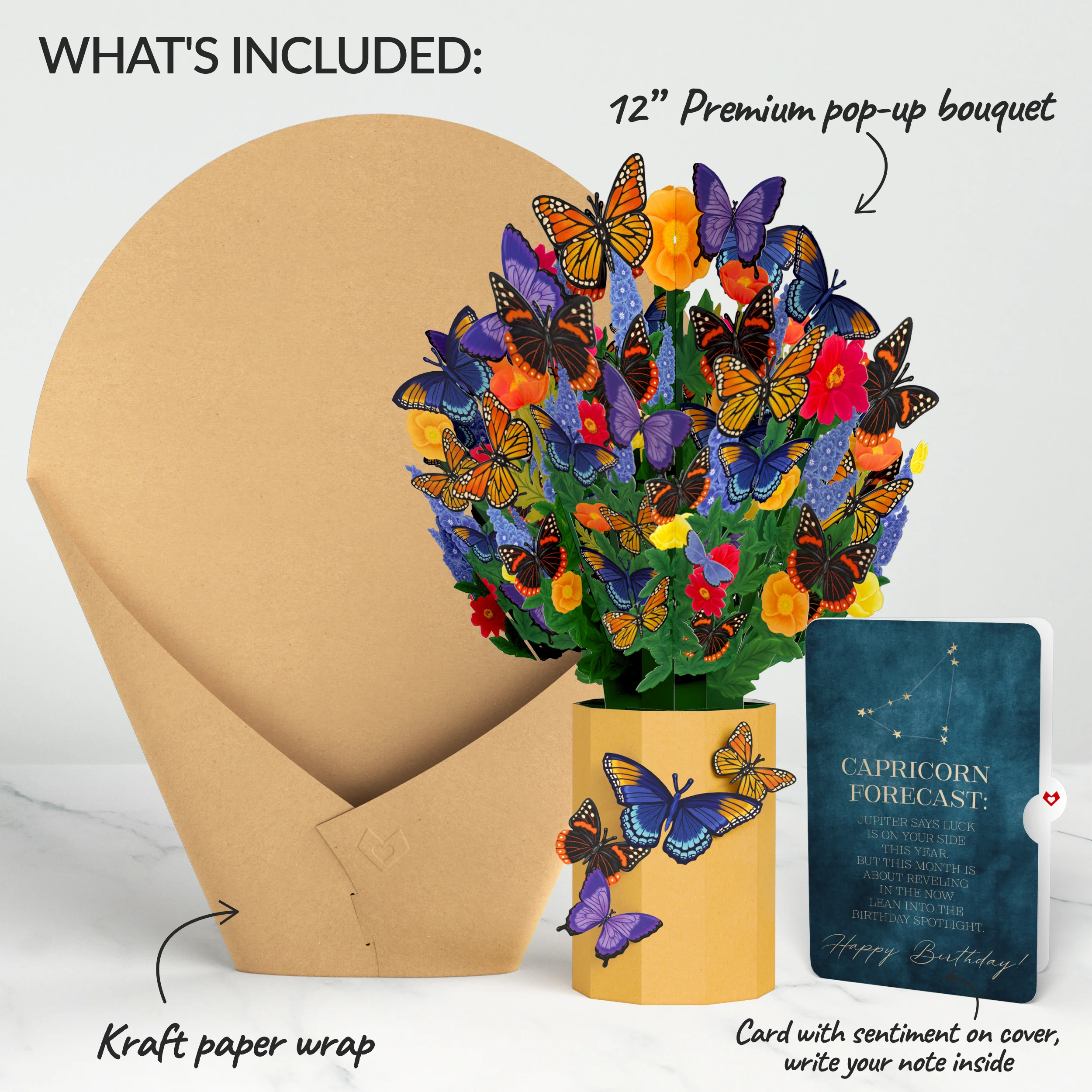Lovepop Brilliant Butterfly Birthday Bouquet and Capricorn Zodiac Sentiment Set - Image 2