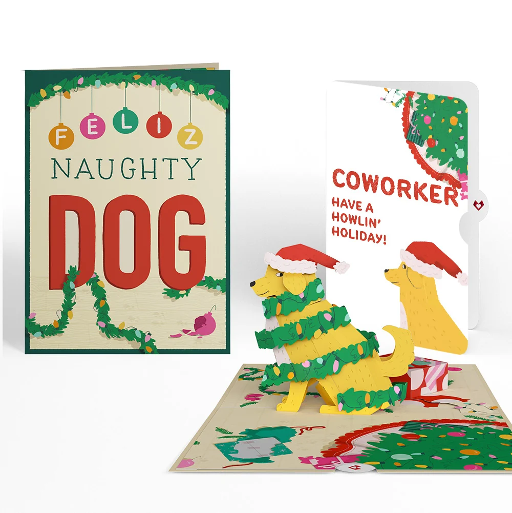 Lovepop Feliz Naughty Dog Christmas Pop-Up Card and Sentiment Set for Co-worker