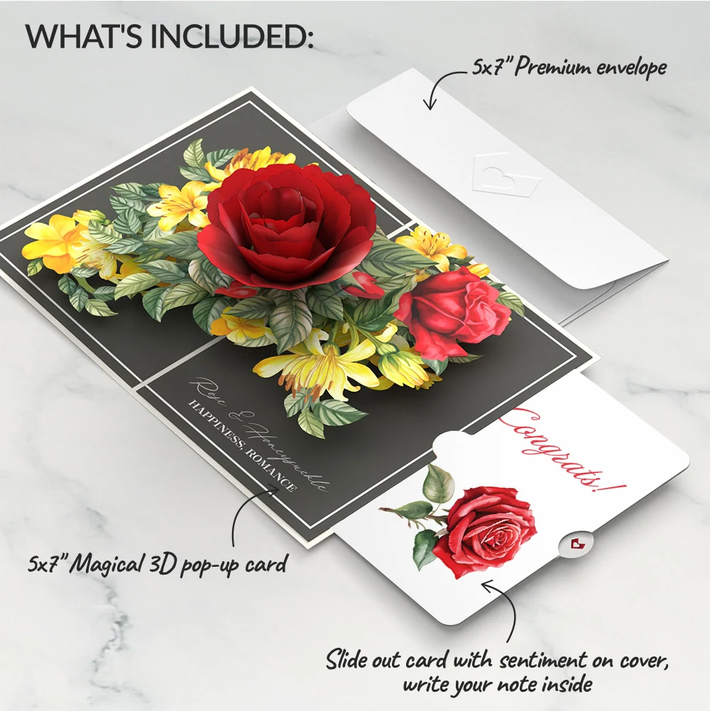 Lovepop Born to Bloom: June Birth Month Flowers Congratulations Pop-Up Card and Sentiment Set Cream - Image 2