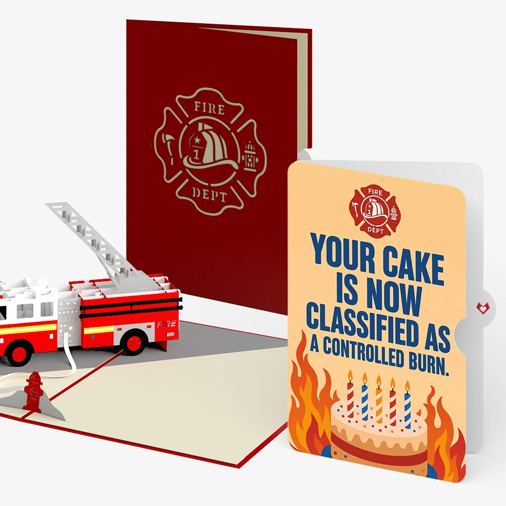 Lovepop Fire Truck Birthday Pop-Up Card and Controlled Burn Sentiment Set Candle