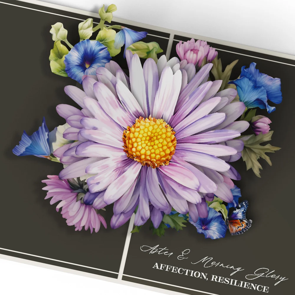 Lovepop Born to Bloom: September Birth Month Flowers Love Pop-Up Card and Sentiment Set Cream - Image 3