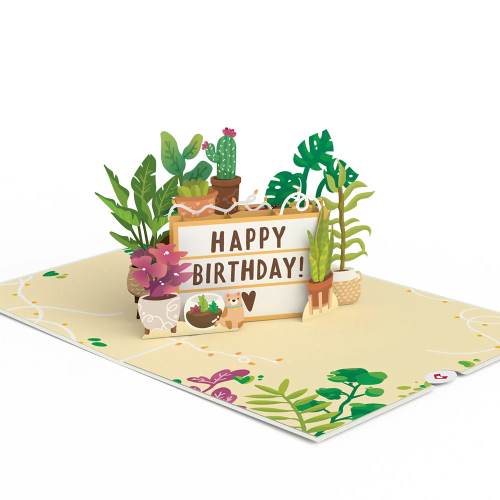 Lovepop Happy Birthday Plants Pop-Up Card Glass - Image 3