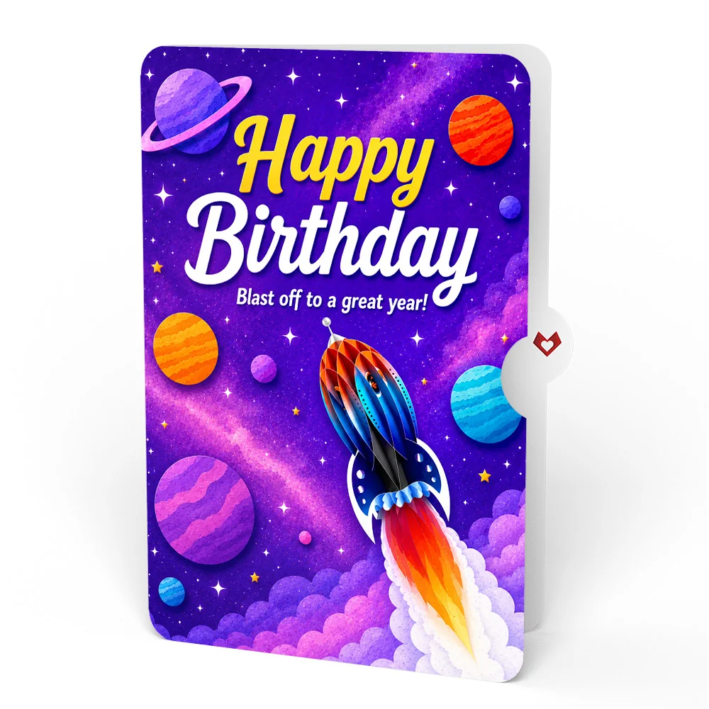 Lovepop Rocket Ship Birthday Unboxed Pop-Up Paper Sculpture and Sentiment Set - Image 4