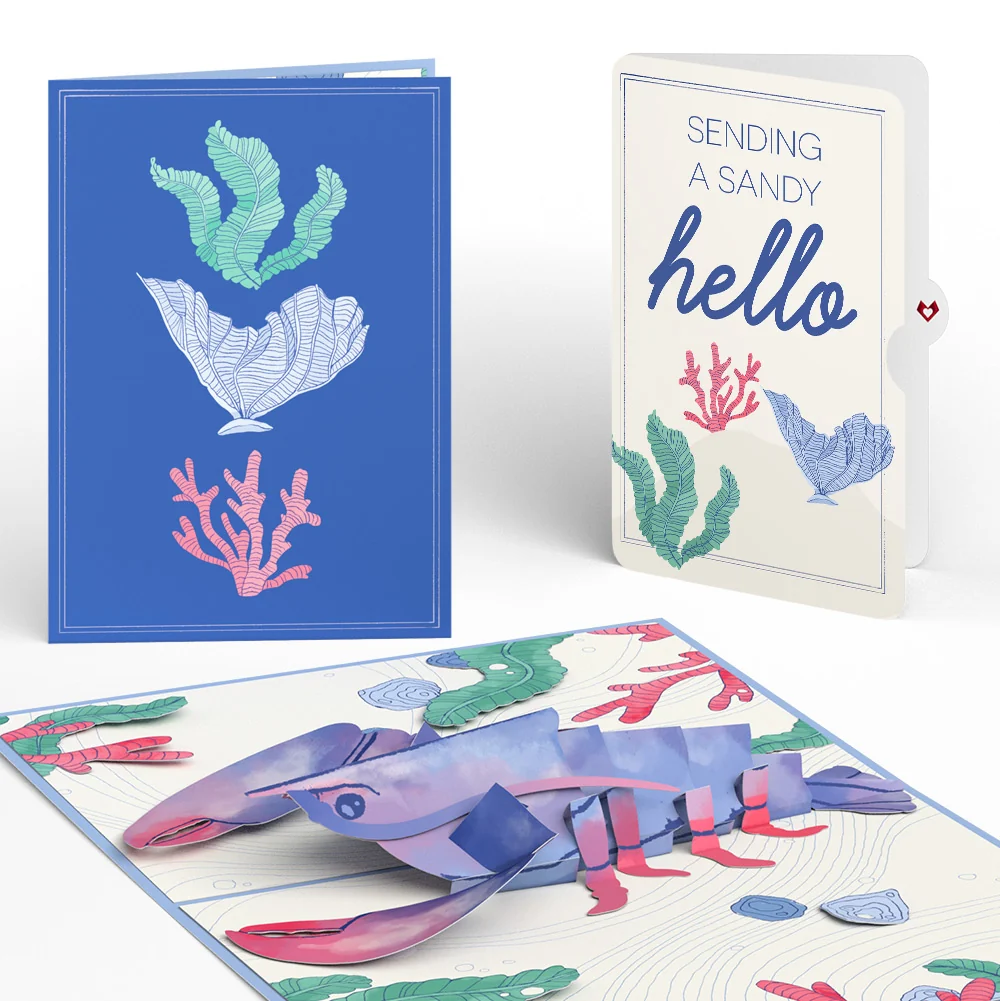 Lovepop Vibrant Lobster Thinking of You Pop-Up Card and Sentiment Set Cream