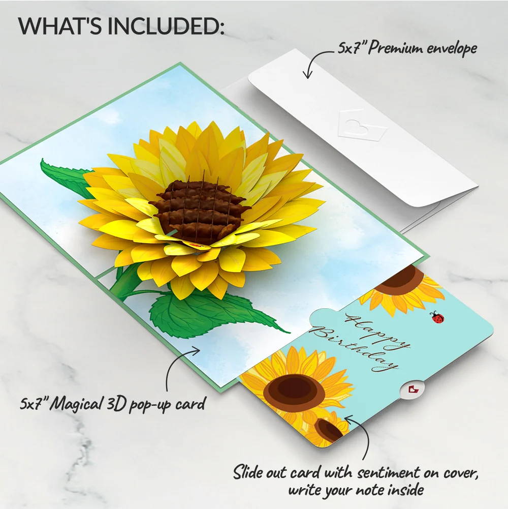 Lovepop Sunflower Bloom Birthday Pop-Up Card and Sunflowers Sentiment Set - Image 2