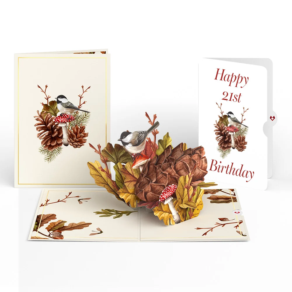 Lovepop Fall Forest Floor 21st Birthday Pop-Up Card and Sentiment Set Cream