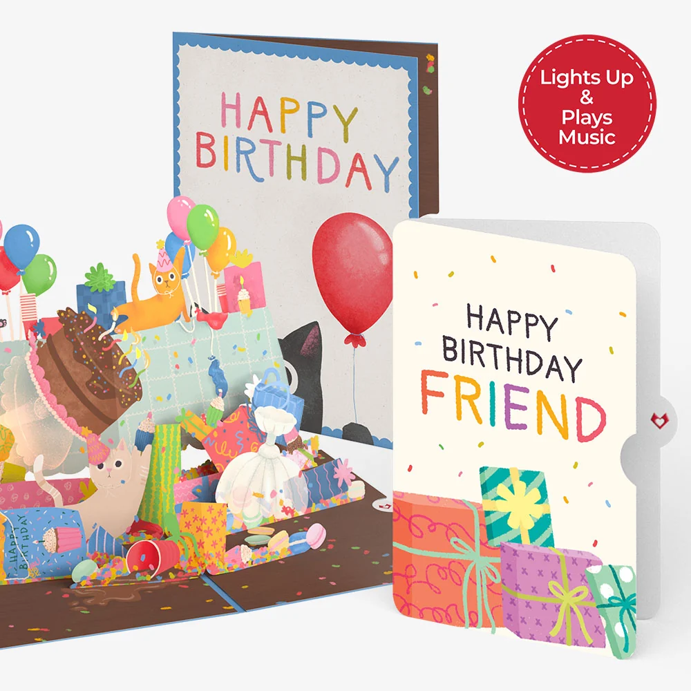 Lovepop Birthday Cat-astrophe Music and Lights Pop-Up Card and Sentiment Set for Friend