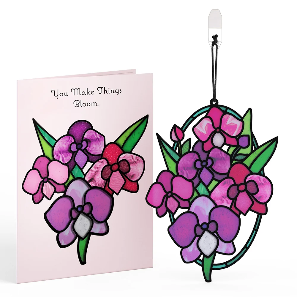 Lovepop You Make Things Bloom Orchid Suncatcher Card & Bouquet Bundle - Image 2