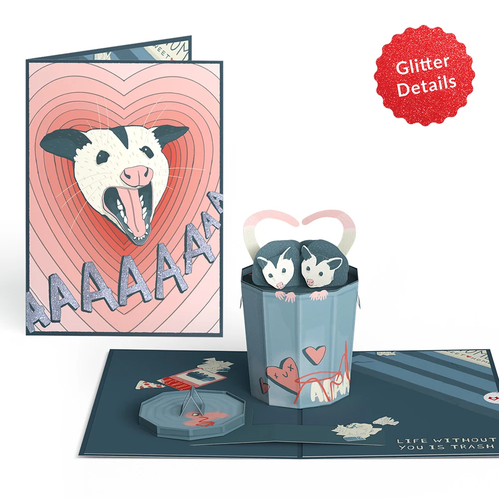 Lovepop Life Without You Is Trash Possums Pop-Up Card & Glitter Bouquet Bundle - Image 3