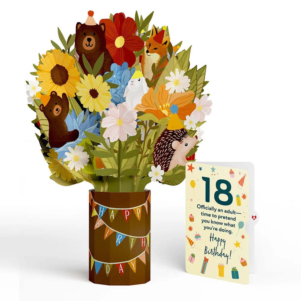 Lovepop Woodland 18th Birthday Party Bouquet and Sentiment Set Vase