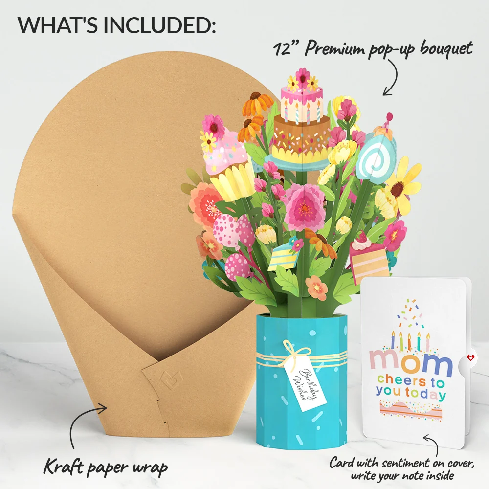 Lovepop Sweet Birthday Wishes Bouquet and Sentiment Set for Mom Vase - Image 2