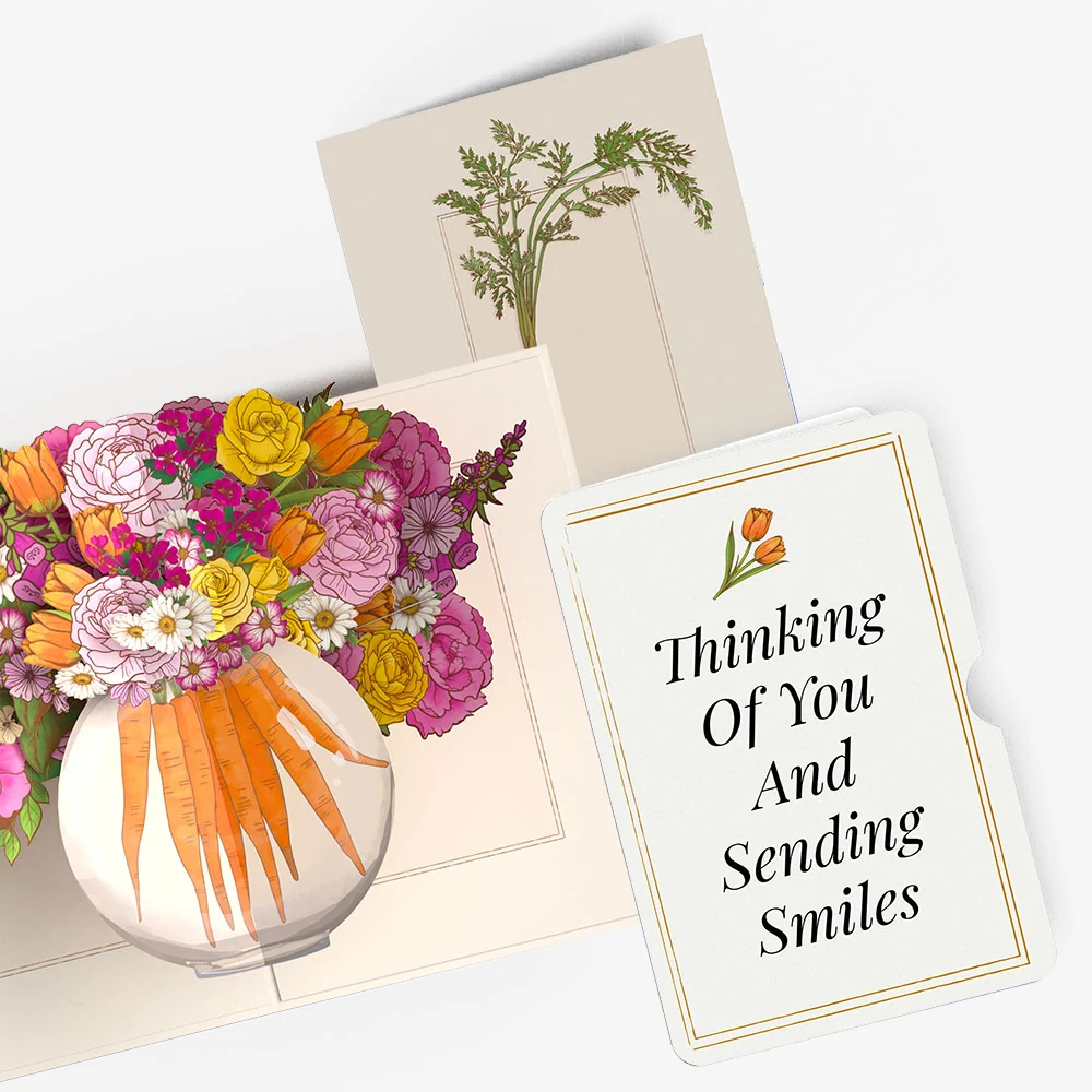 Lovepop Blooming Carrot Bouquet Thinking of You Pop-Up Card and Sentiment Set Cream