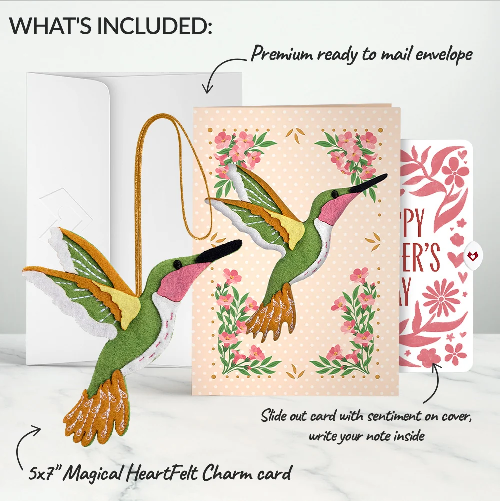 Lovepop Serene Hummingbird Mother’s Day HeartFelt Charm Card and Bold Petal Pattern Sentiment Set for Mom - Image 2