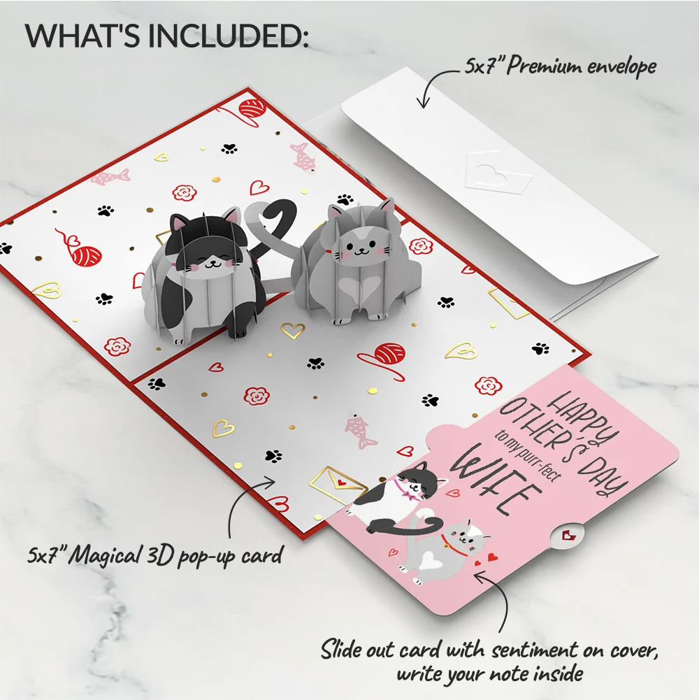 Lovepop Love Cats Mother’s Day Pop-Up Card and Sentiment Set for Wife - Image 2