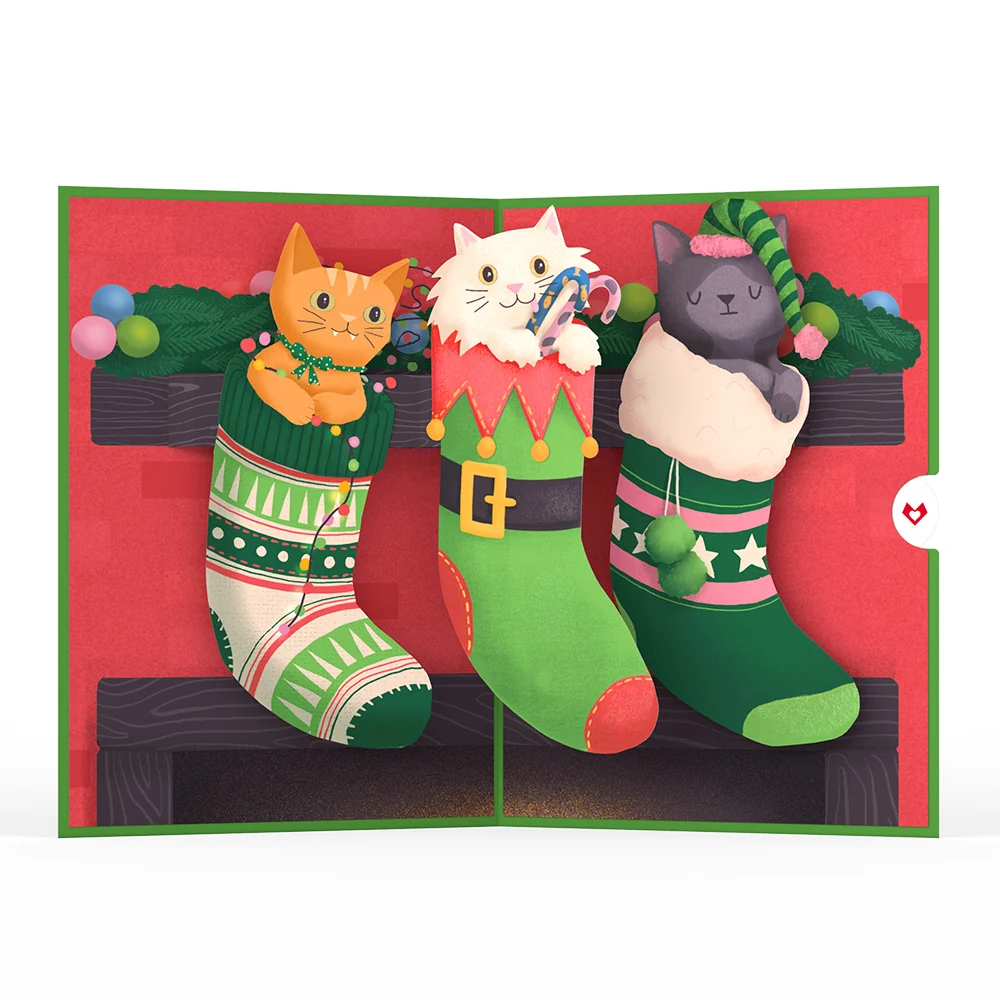 Lovepop Christmas Cat Stockings Pop-Up Card - Image 3