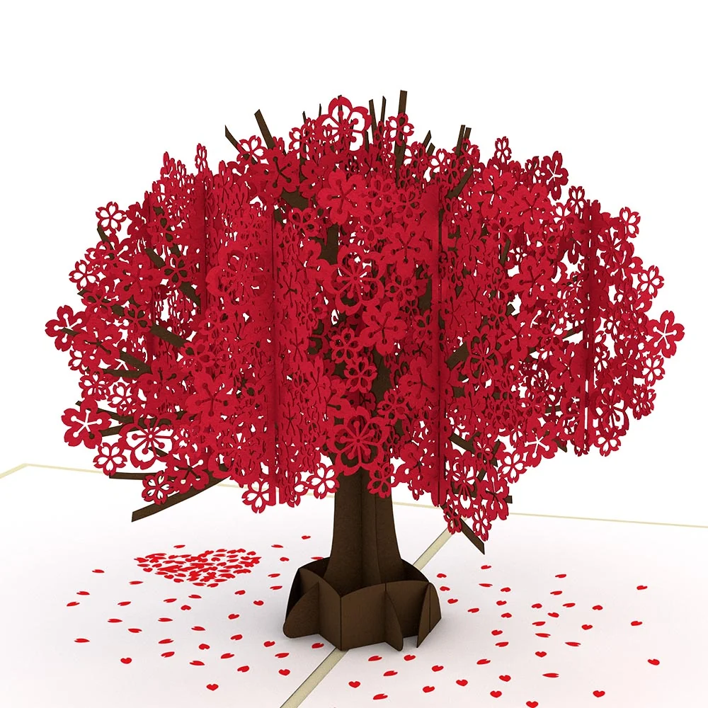 Lovepop Red Sakura Tree My Heart Is Yours Forever Valentine Pop-Up Card and Sentiment Set - Image 3