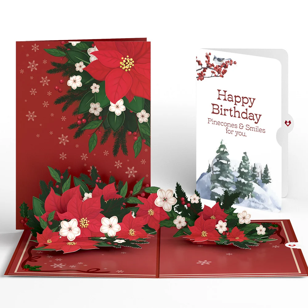Lovepop Poinsettia & Pine Birthday Pop-Up Card and Sentiment Set