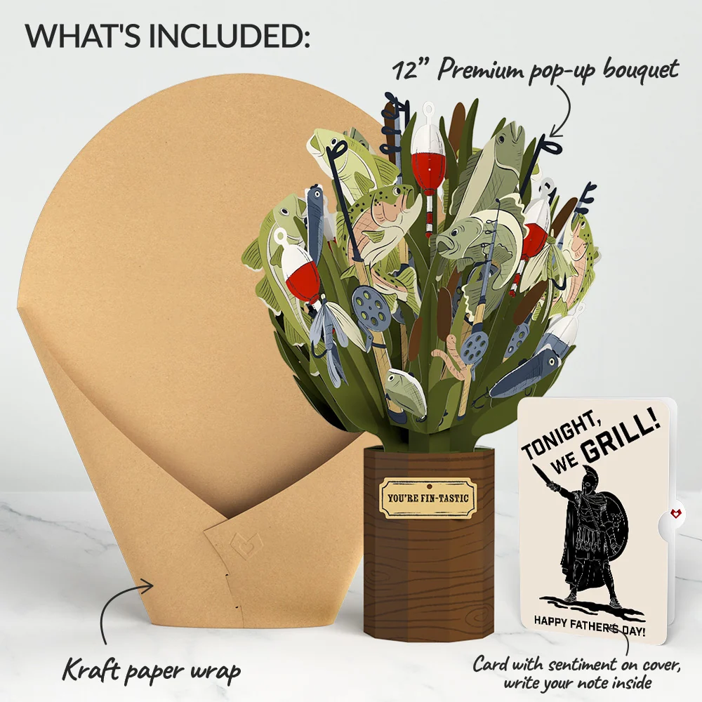 Lovepop Fin-tastic Fish Father's Day Bouquet and Spartan Grilling Sentiment Set - Image 2