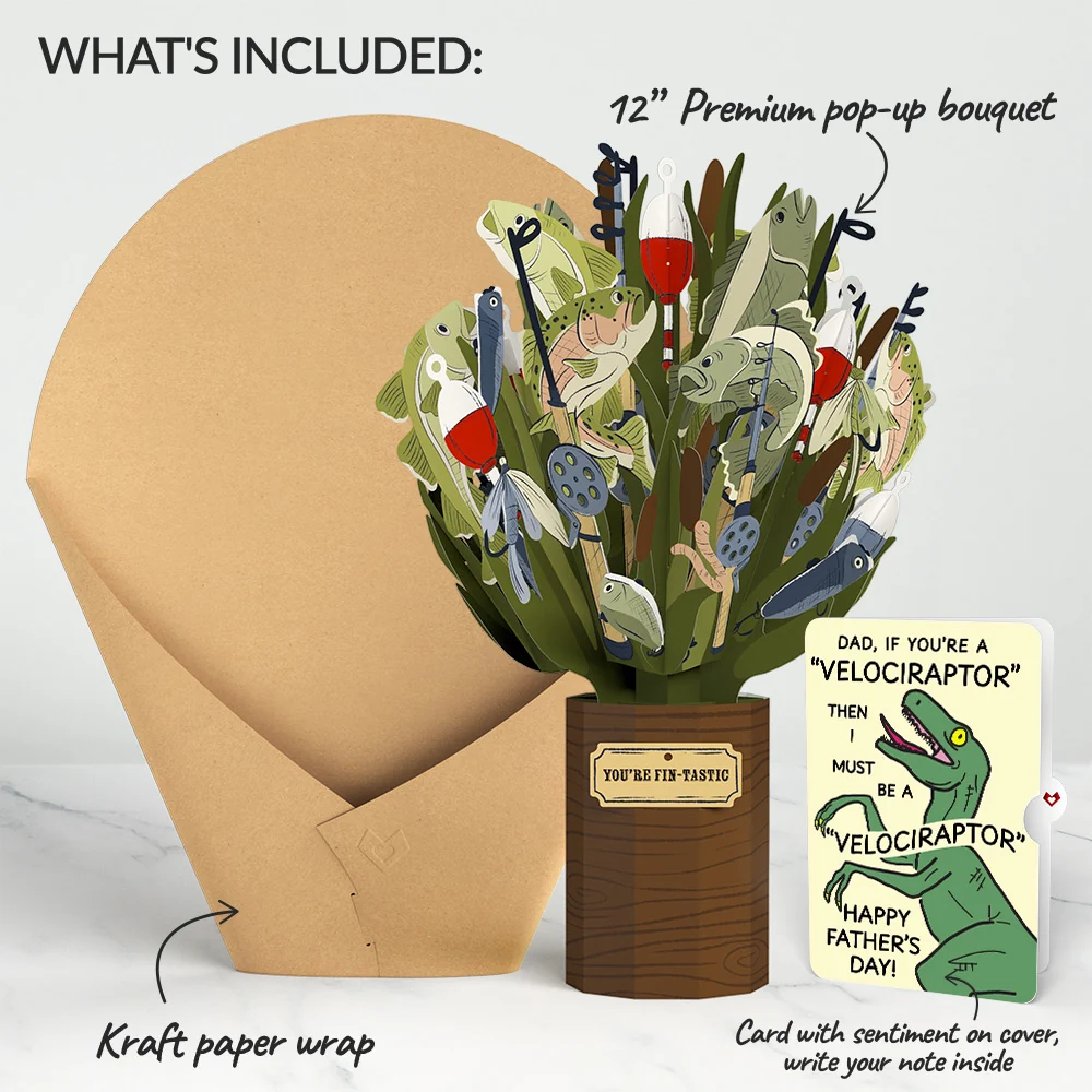 Lovepop Fin-tastic Fish Father's Day Bouquet and Velociraptor Sentiment Set - Image 2