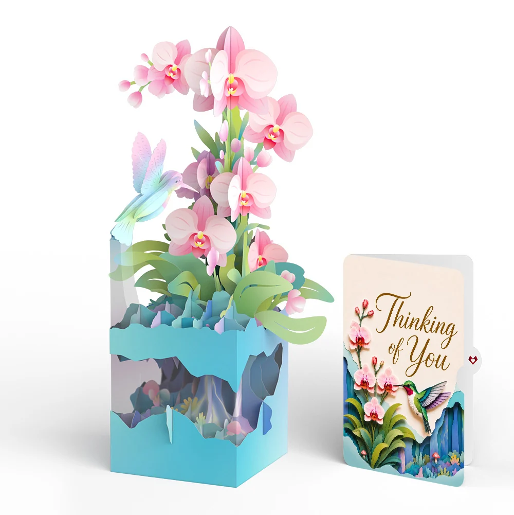Lovepop Hummingbird Thinking of You Unboxed Pop-Up Paper Sculpture and Sentiment Set Cream