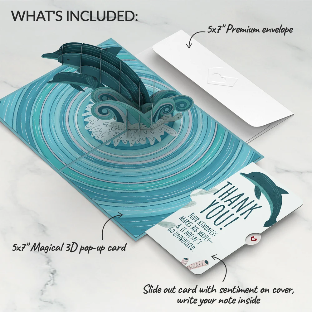 Lovepop Playful Dolphins Thank You Pop-Up Card and Sentiment Set - Image 2