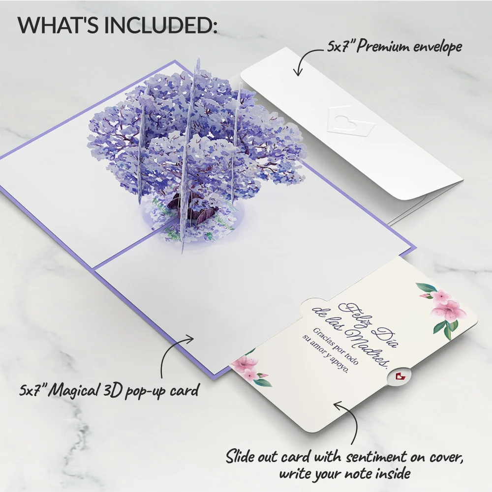Lovepop Watercolor Jacaranda Tree Mother's Day Pop-Up Card and Sentiment Set for Spanish Mom - Image 2