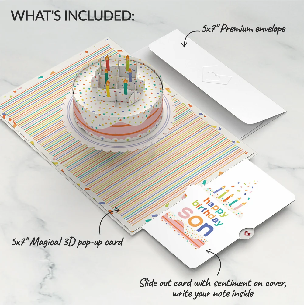 Lovepop Happy Birthday to You! Confetti Cake Pop-Up Card and Sentiment Set for Son Candle - Image 2