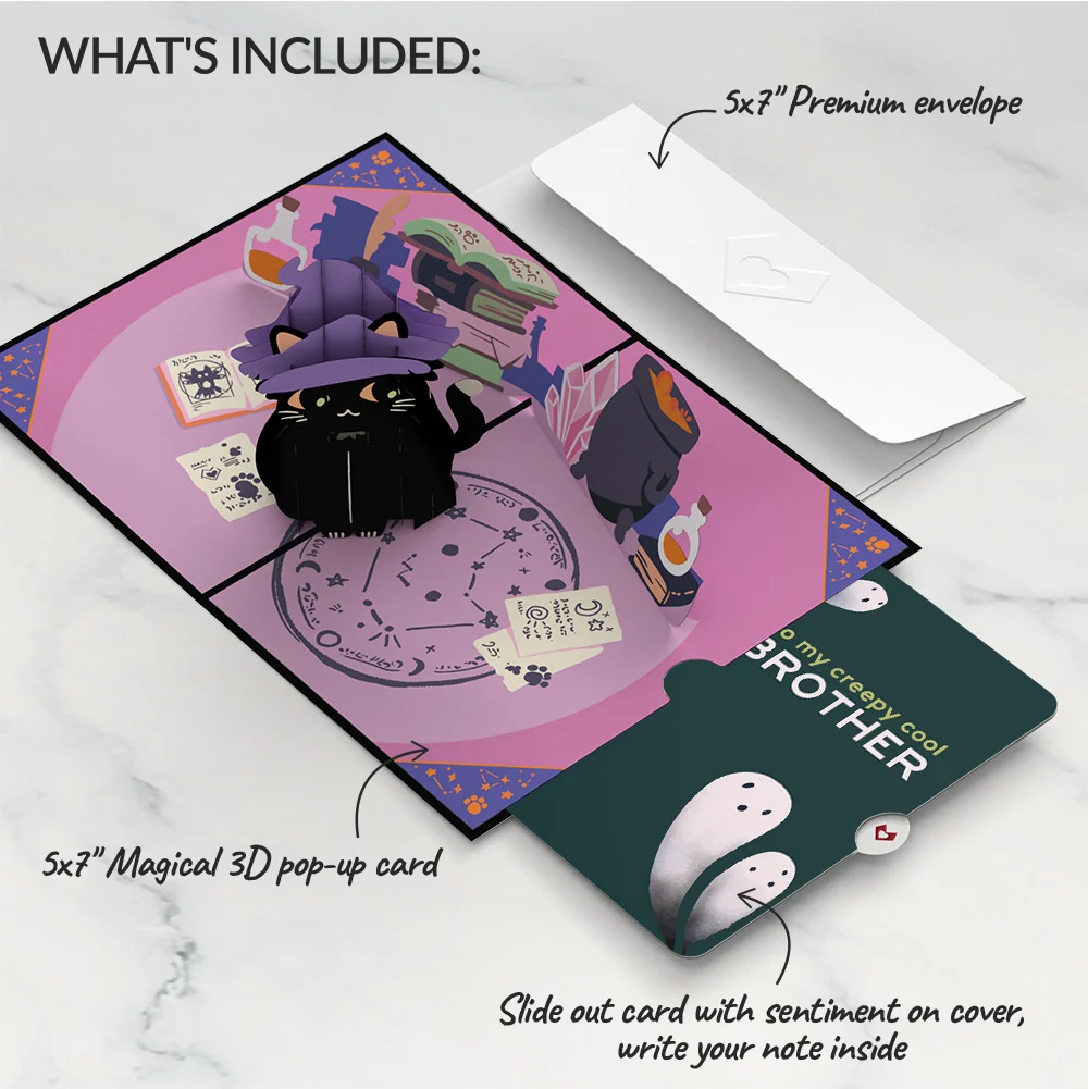 Lovepop Halloween Cat Classic Pop-Up Card and Sentiment Set for Brother Bottle - Image 2