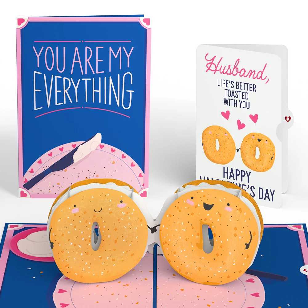 Lovepop You Are My Everything Bagel Valentine Pop-Up Card and Sentiment Set for Husband Plate