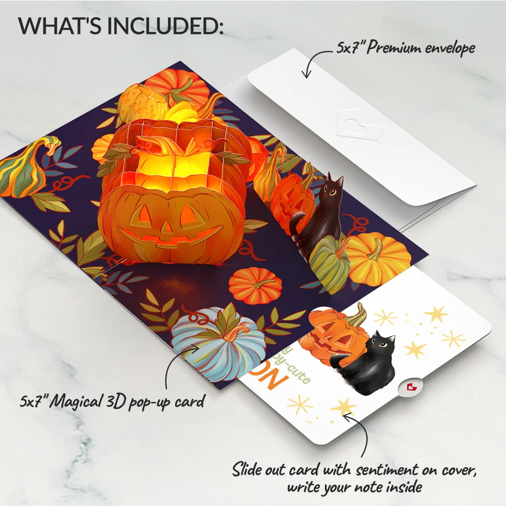 Lovepop Happy Halloween Pumpkin Light-Up Pop-Up Card and Sentiment Set for Son - Image 2
