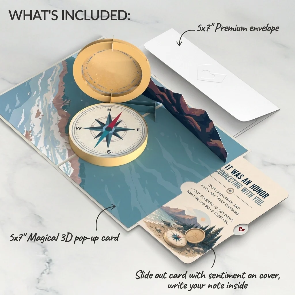 Lovepop Classic Compass Pop-Up Card and An Honor Connecting With You Sentiment Set - Image 2