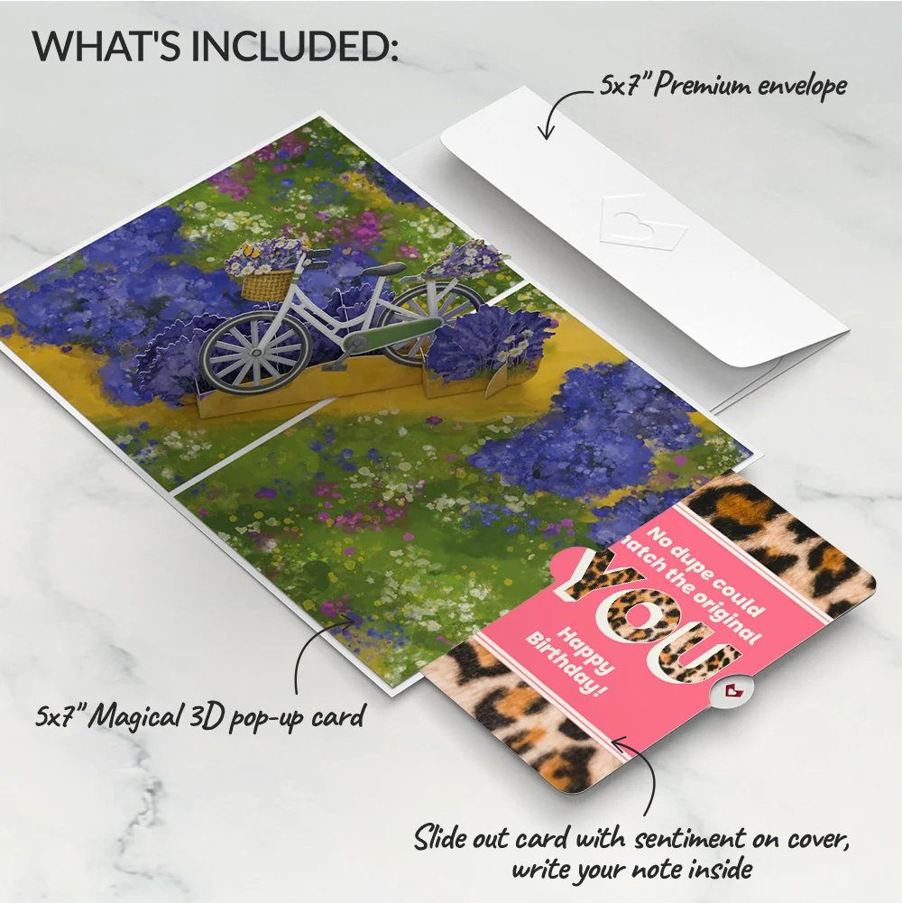 Lovepop Lavender Bicycle Birthday Pop-Up Card and The original YOU Sentiment Set - Image 2