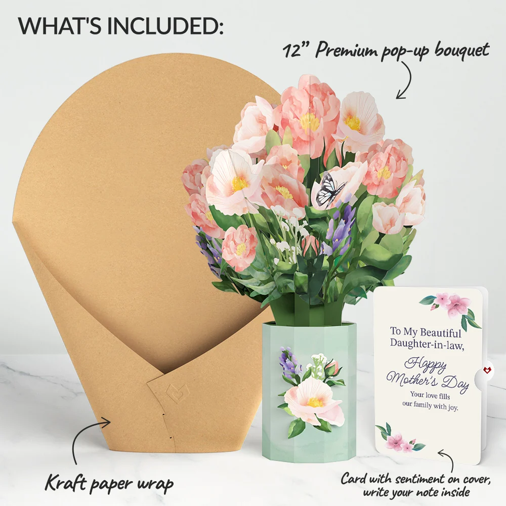 Lovepop Peony Mother's Day Bouquet and Sentiment Set for Daughter-in-law Vase - Image 2