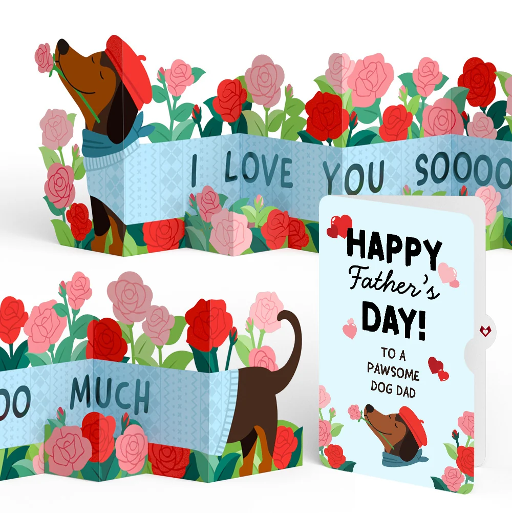 Lovepop Love You So Much Dog Father's Day Loooooong Card (Expands to 2 feet) and Dachshund Pawsome Sentiment Set