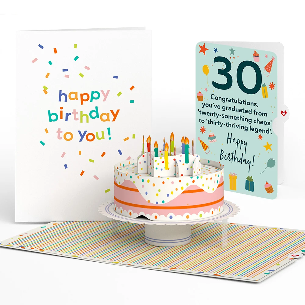 Lovepop Happy 30th Birthday to You! Confetti Cake Pop-Up Card and Sentiment Set Candle