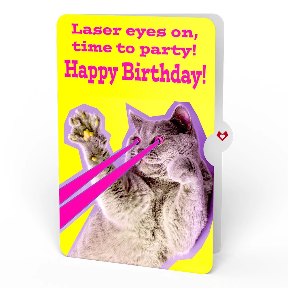 Lovepop Highland Cow with Cat Laser Eyes Birthday Pop-Up Card and Sentiment Set - Image 4